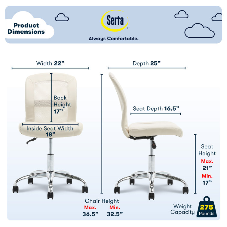 Inspiration Cream Faux Leather Ergonomic Task Chair