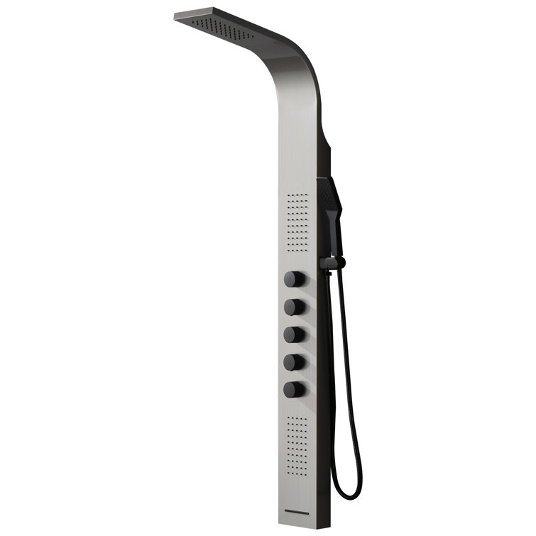 Black and Nickel Modern Dual Head Shower Panel System with Massage Jets