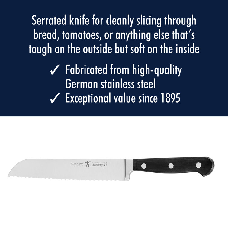 Henckels Classic 7-inch Black Stainless Steel Bread Knife