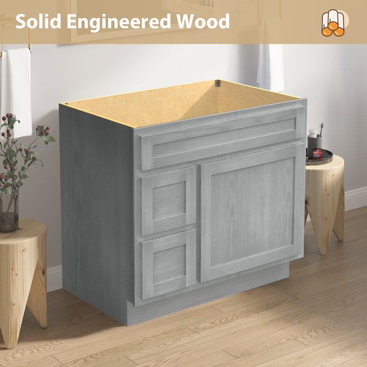 Hibbitts 36" Silver Single Shaker Bathroom Vanity Base