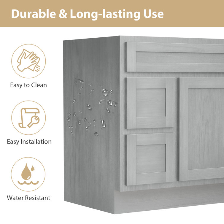 Hibbitts 36" Silver Single Shaker Bathroom Vanity Base