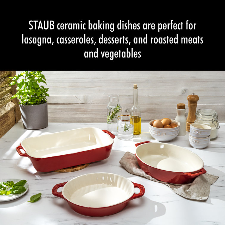 Cherry Red Ceramic 3-Piece Baking Dish Set