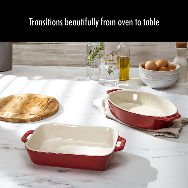 Cherry Red Ceramic 3-Piece Baking Dish Set