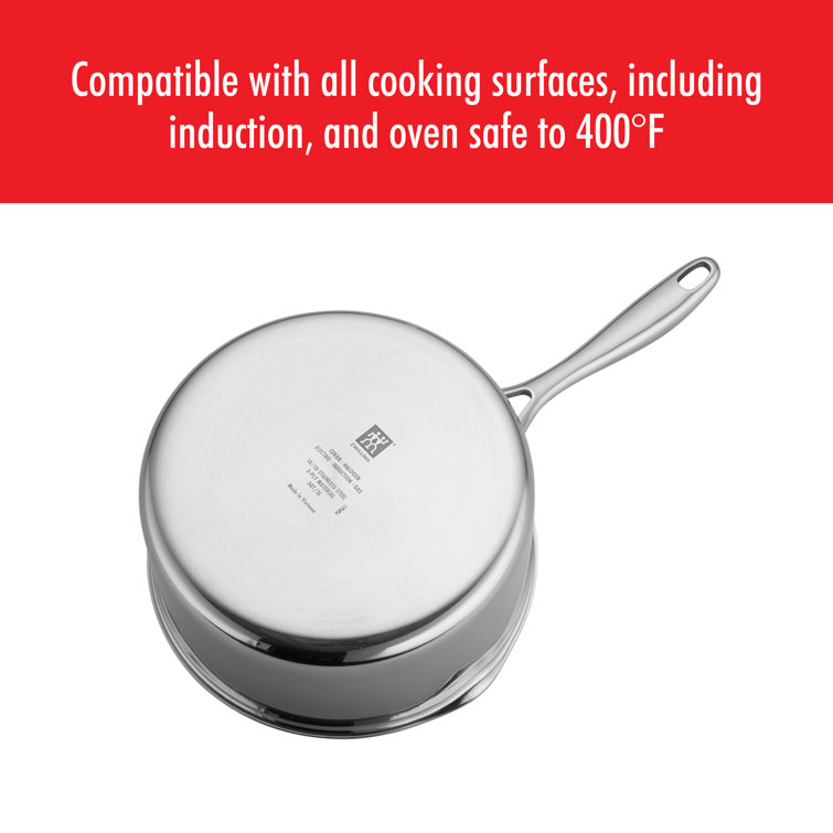 3-Quart Silver Stainless Steel Nonstick Saucepan with Glass Lid