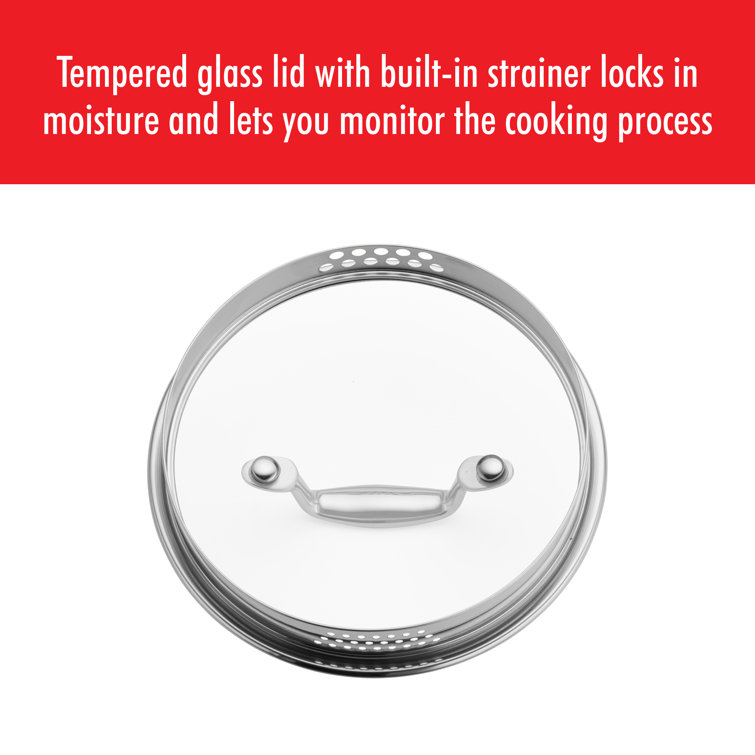 3-Quart Silver Stainless Steel Nonstick Saucepan with Glass Lid
