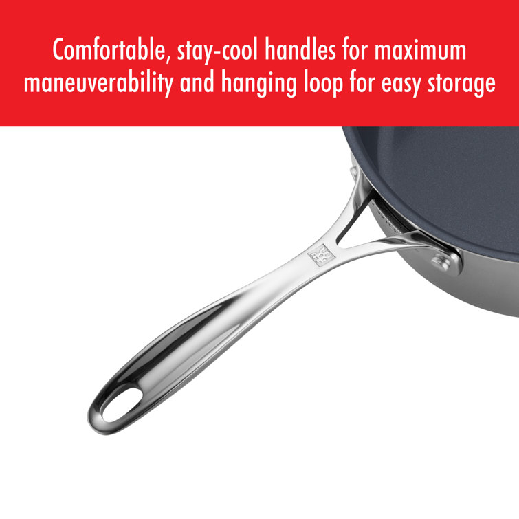 3-Quart Silver Stainless Steel Nonstick Saucepan with Glass Lid