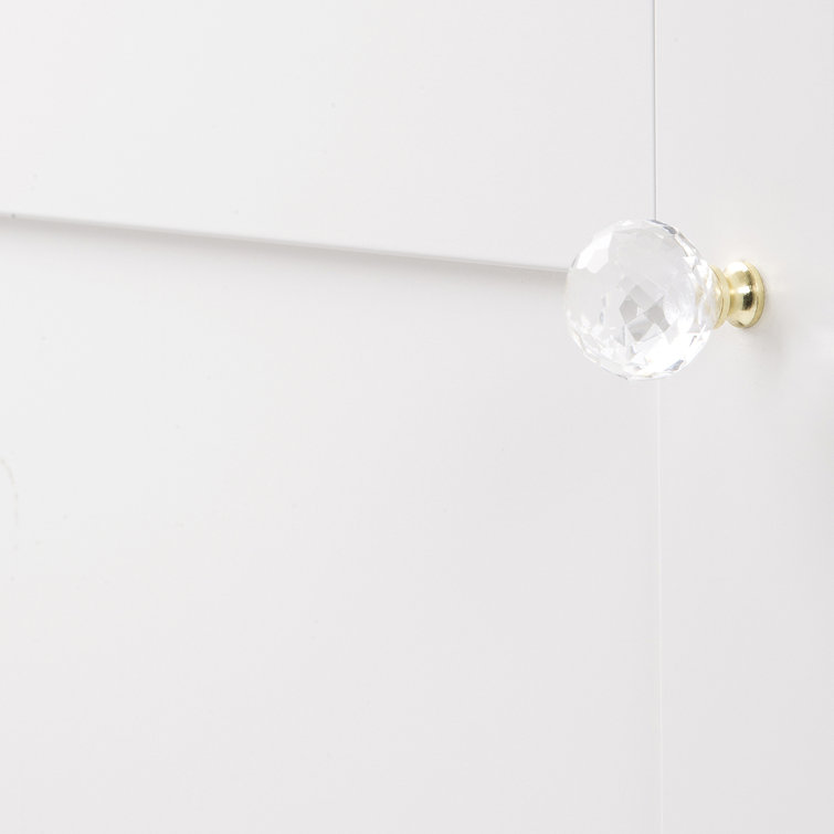 Polished Brass and Clear Acrylic Round Cabinet Knob