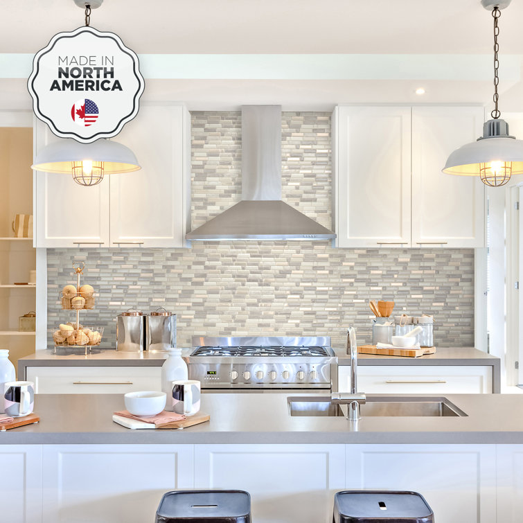 Beige and Gray Vinyl Peel and Stick Mosaic Tile