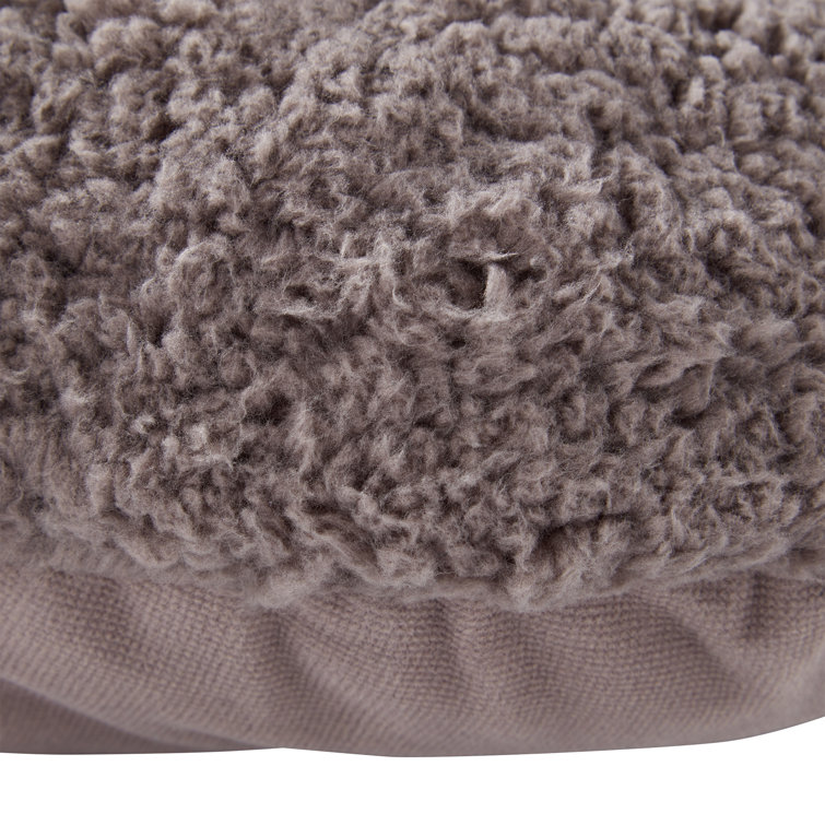 Gray Microfiber Round Donut Cat Bed with Sherpa Center