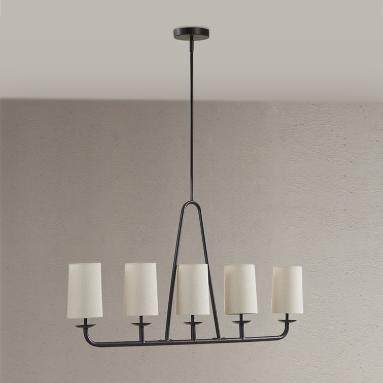 Serenitie Bronze Linear Chandelier with Tapered Drum Shades