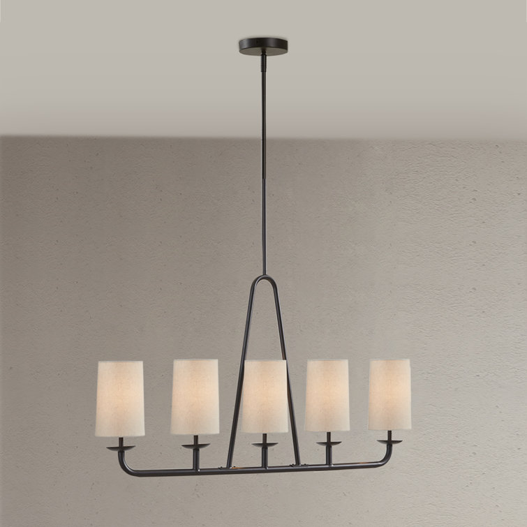 Serenitie Bronze Linear Chandelier with Tapered Drum Shades