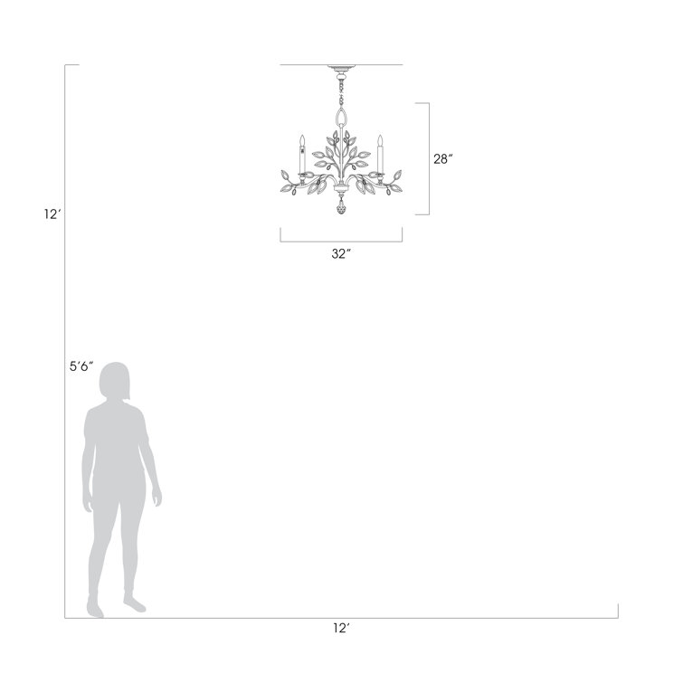 Silver Crystal Laurel 32" Round Chandelier