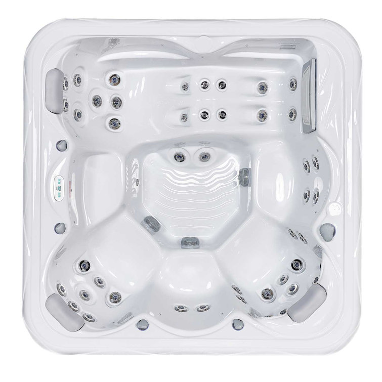 New York 6-Person Ice White Acrylic Square Hot Tub with Ozonator