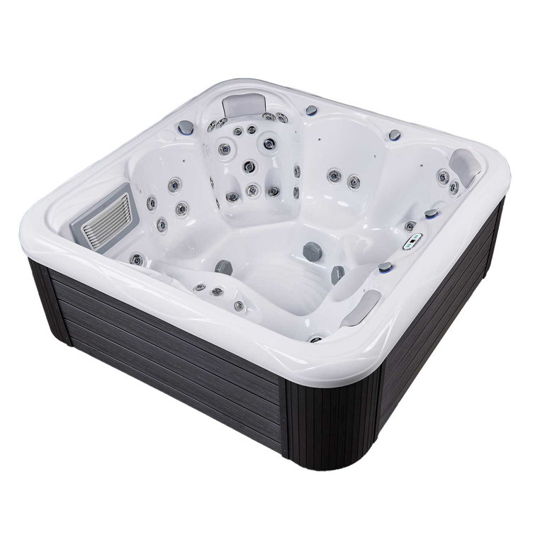 New York 6-Person Ice White Acrylic Square Hot Tub with Ozonator