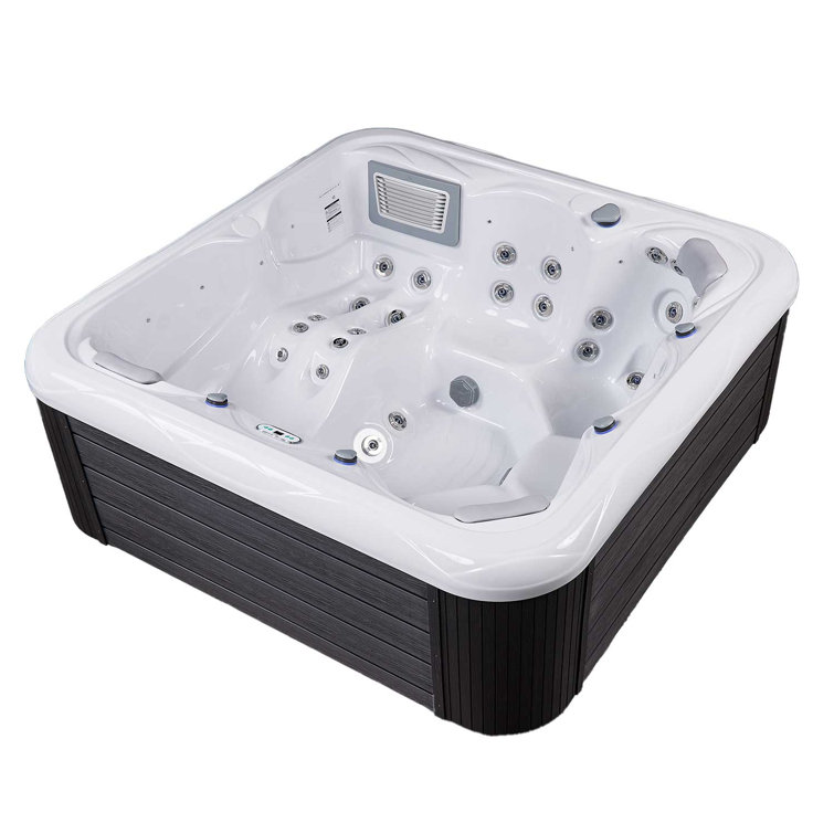 New York 6-Person Ice White Acrylic Square Hot Tub with Ozonator