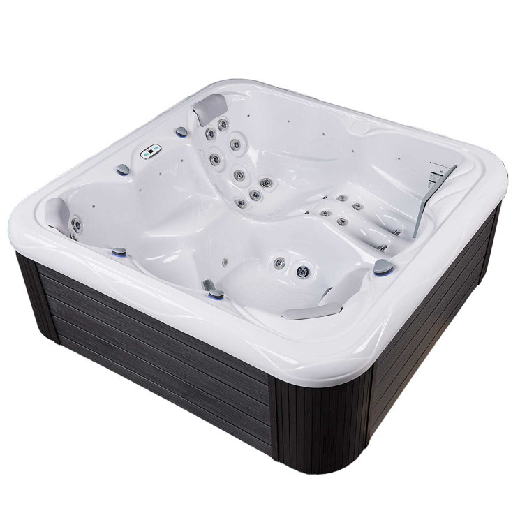 New York 6-Person Ice White Acrylic Square Hot Tub with Ozonator