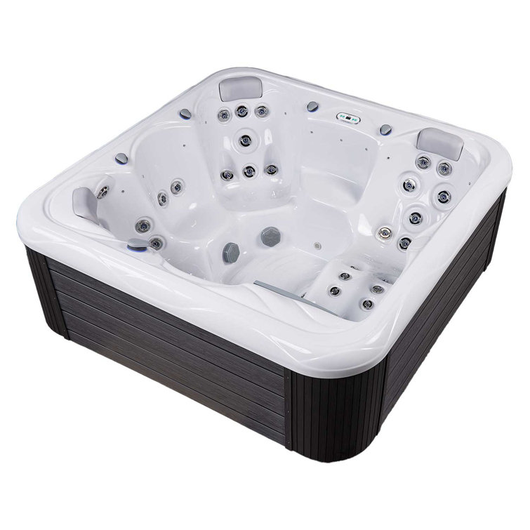 New York 6-Person Ice White Acrylic Square Hot Tub with Ozonator