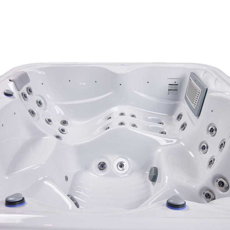 New York 6-Person Ice White Acrylic Square Hot Tub with Ozonator