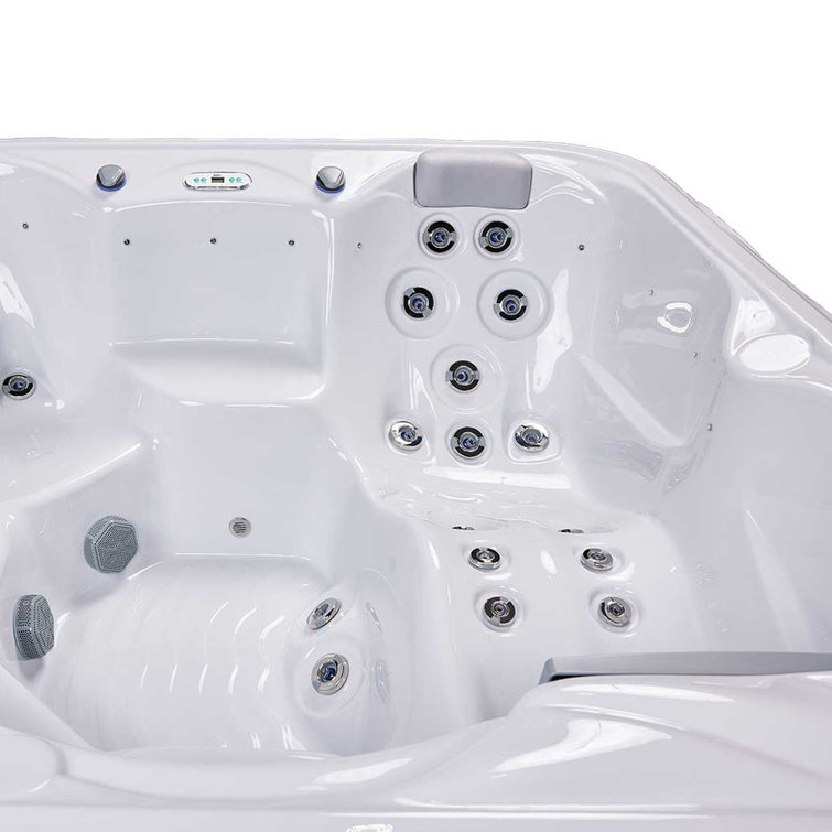 New York 6-Person Ice White Acrylic Square Hot Tub with Ozonator