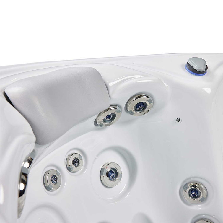 New York 6-Person Ice White Acrylic Square Hot Tub with Ozonator