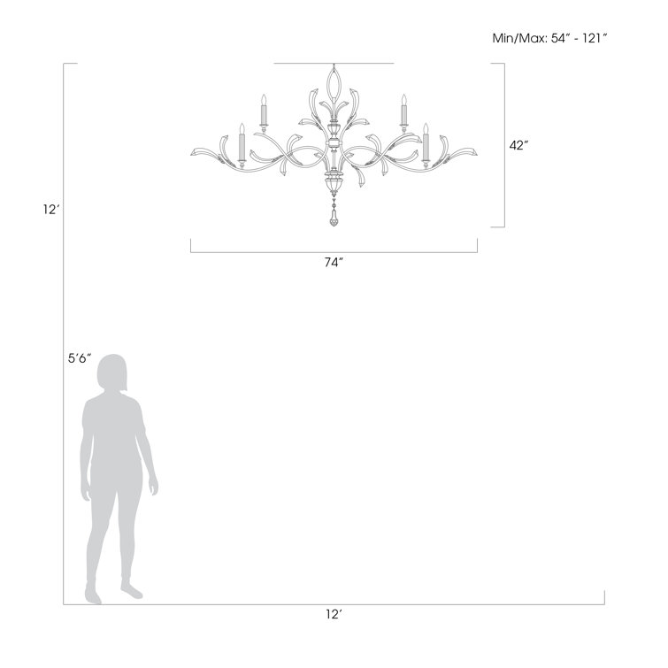 Gold Leaf Crystal 74" Oblong Chandelier