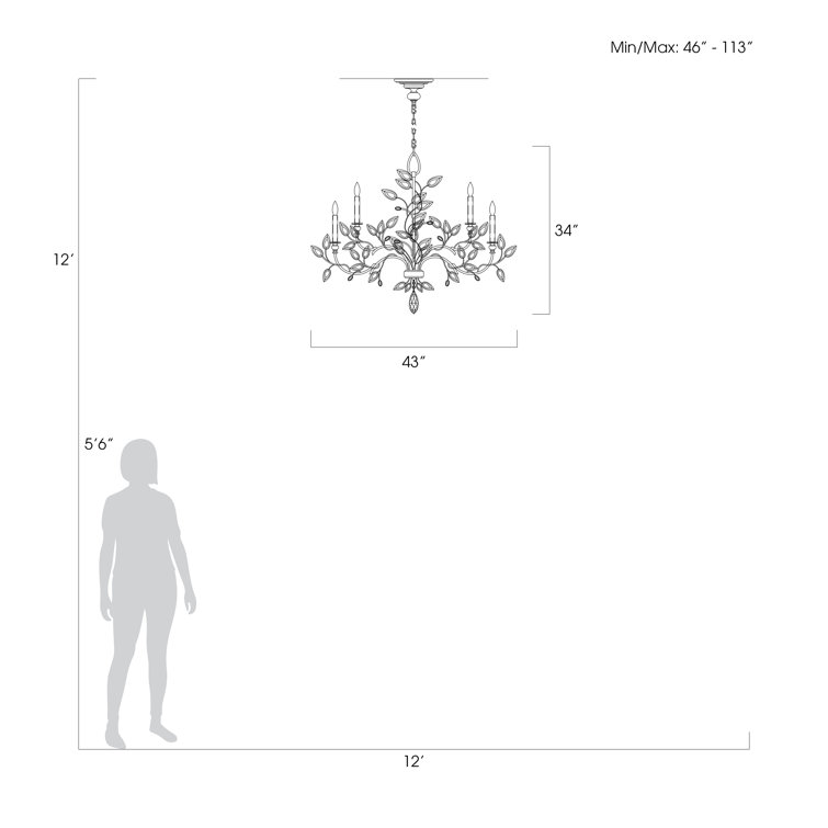 Azu 55 Gold Leaf Crystal Floral 10-Light Chandelier