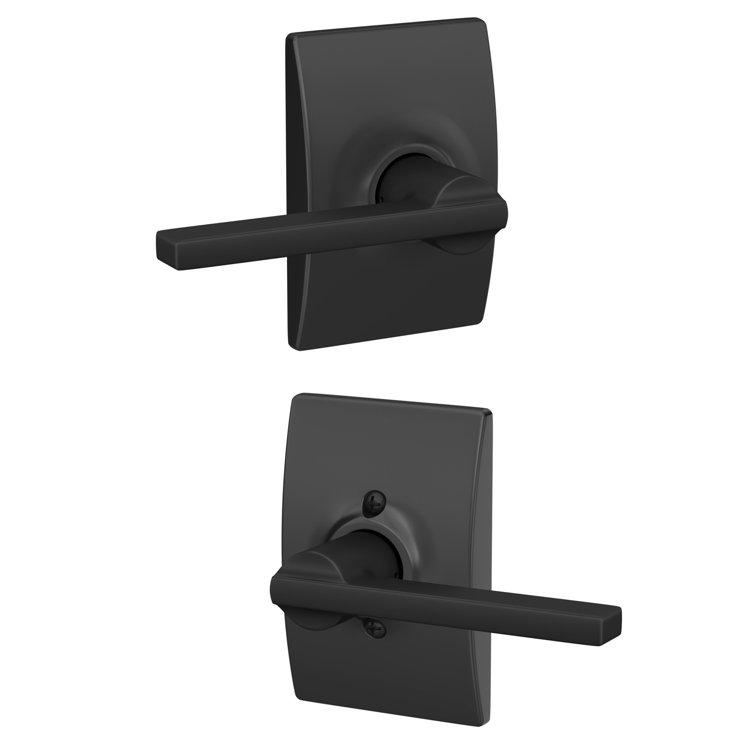 Matte Black Latitude Passage Door Lever with Century Trim