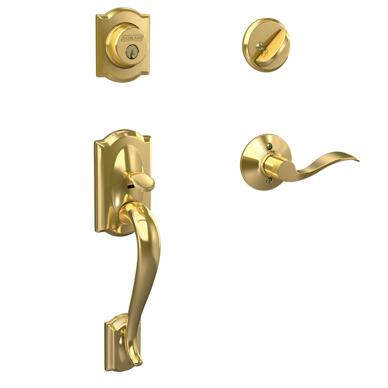 Camelot Brass Handleset with Deadbolt and Lever