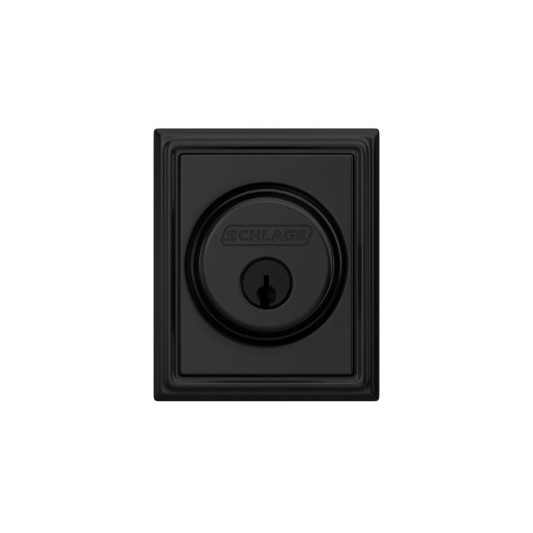Matte Black Single Cylinder Deadbolt with Addison Trim