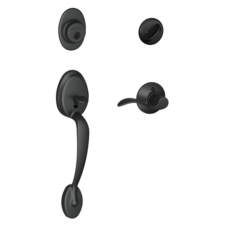 Matte Black Single Cylinder Handleset with Accent Lever
