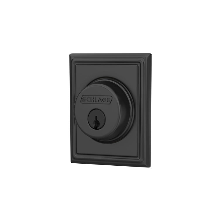 Matte Black Single Cylinder Deadbolt with Addison Trim