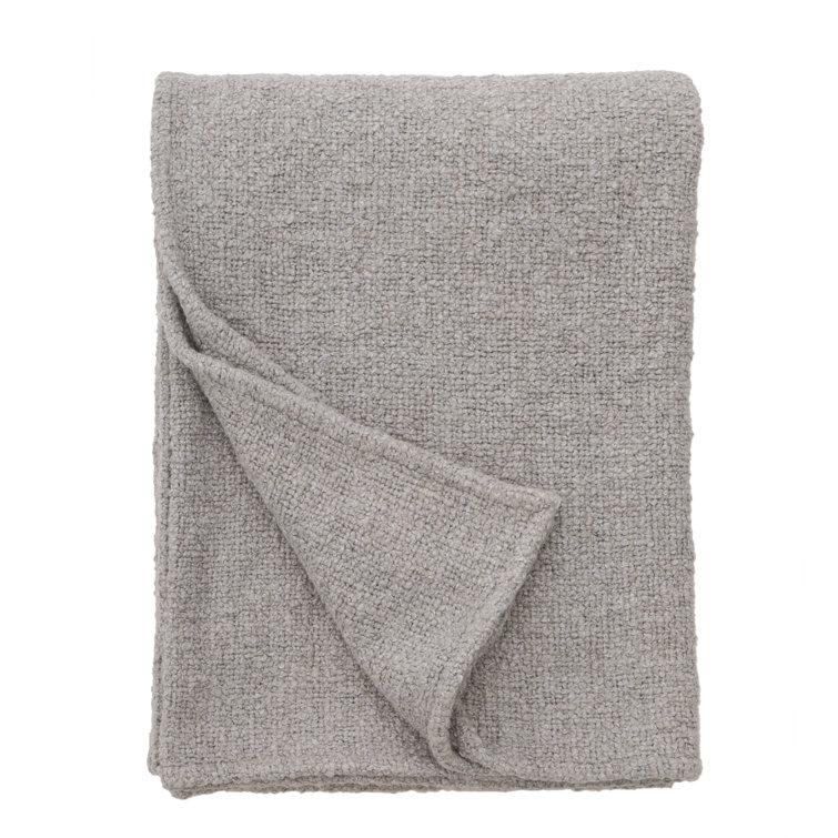 Gray Boucle Minimalist Machine Washable Throw Blanket