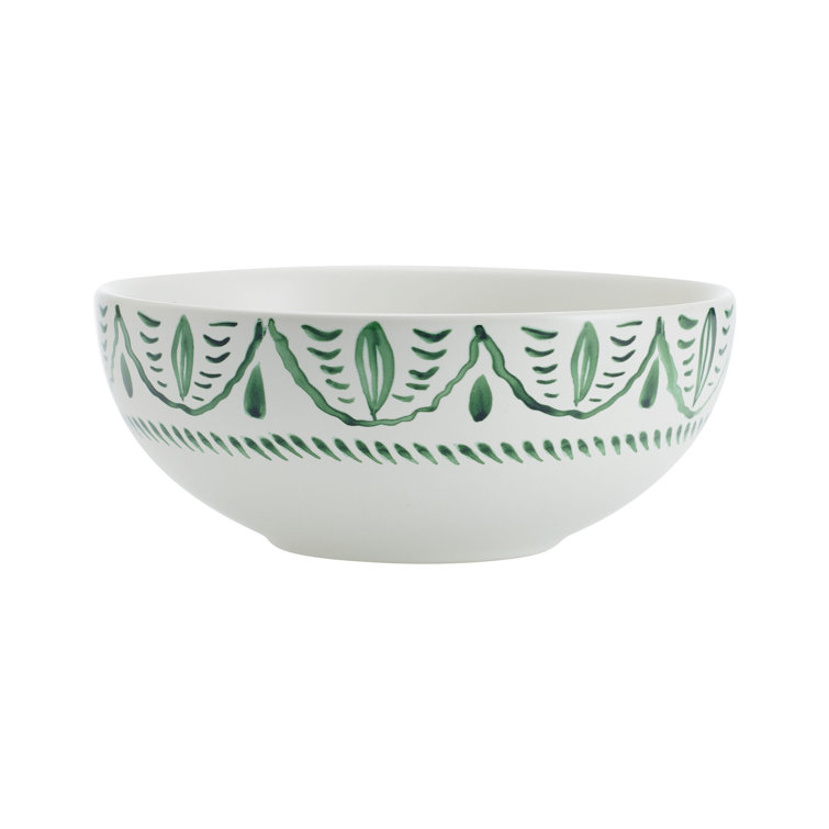 Sicily Green and White Ceramic 12-Piece Dinnerware Set
