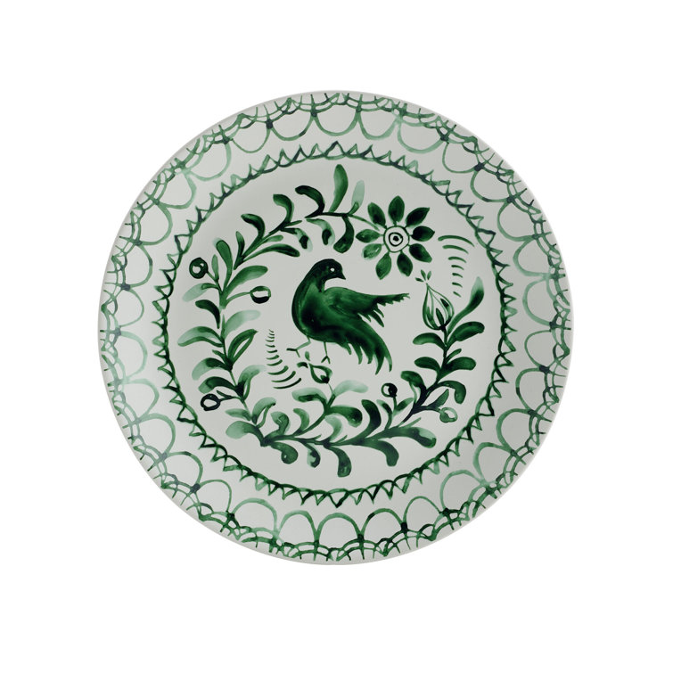 Sicily Green and White Ceramic 12-Piece Dinnerware Set