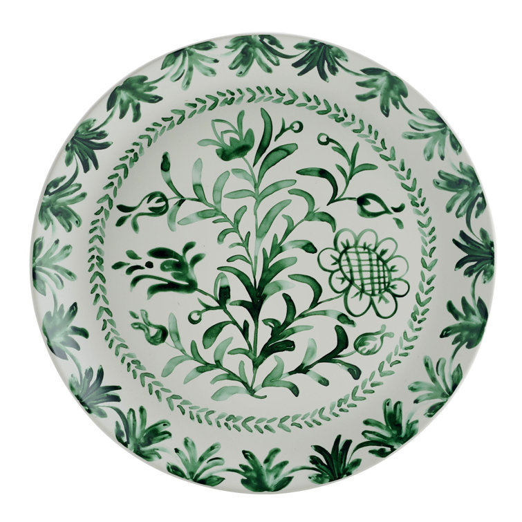 Sicily Green and White Ceramic 12-Piece Dinnerware Set