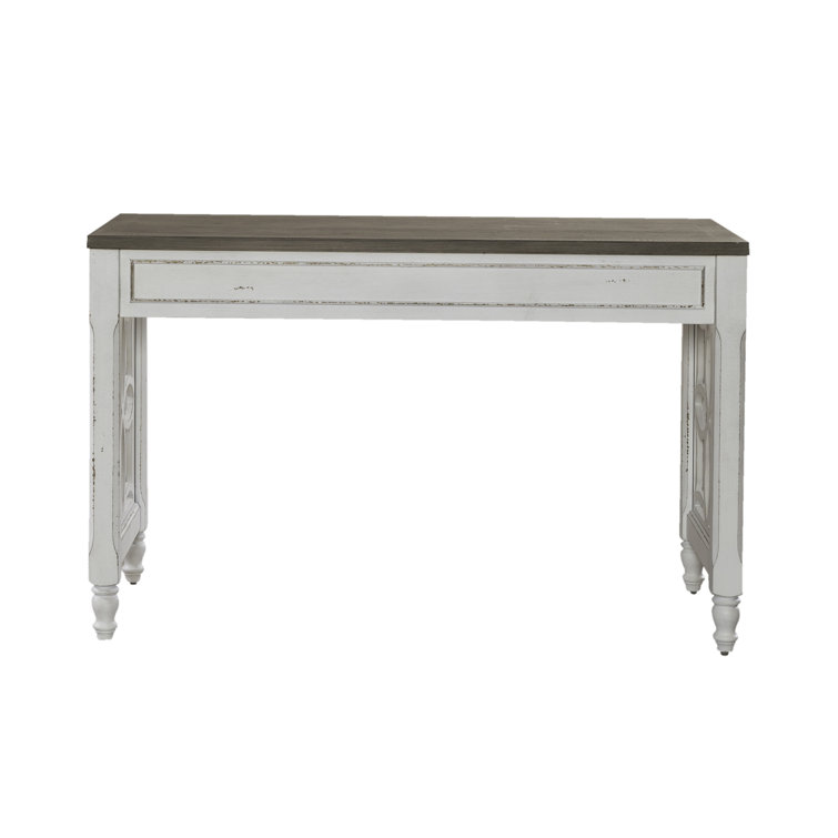 Antique White Traditional Writing Desk with Keyboard Tray