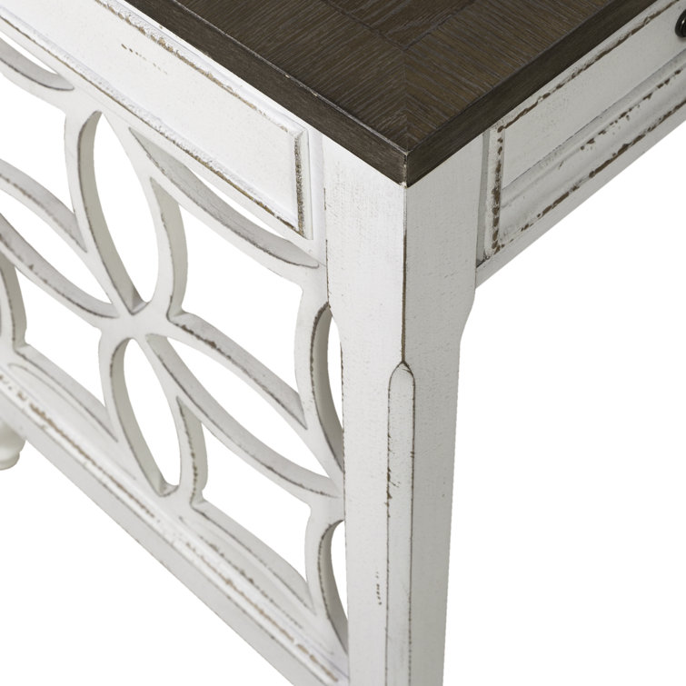 Antique White Traditional Writing Desk with Keyboard Tray
