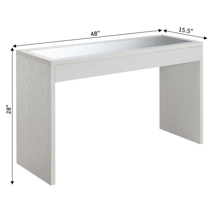 White Mirrored Wood and Metal Console Table