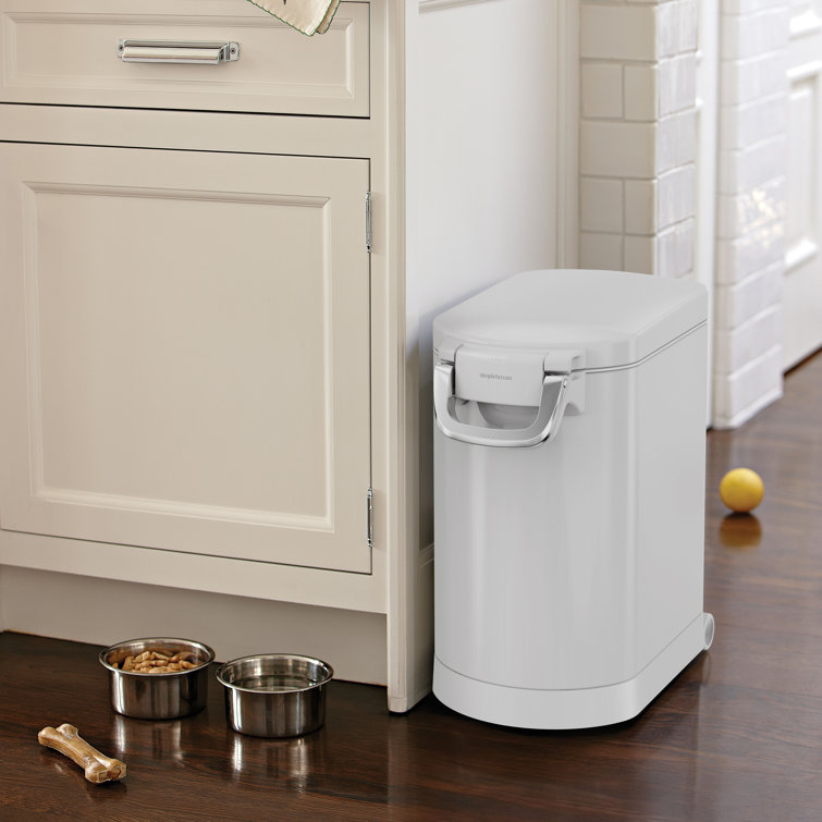 Medium White Steel Airtight Pet Food Storage Container with Scoop