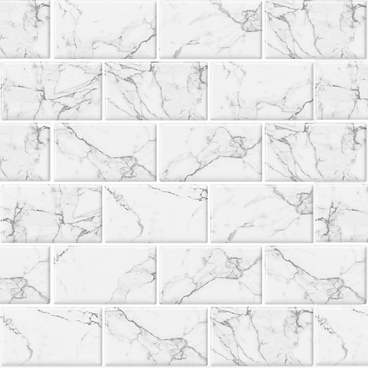 White Marble Subway Peel & Stick Backsplash Tiles, 12x12 inch, 8 Sheets