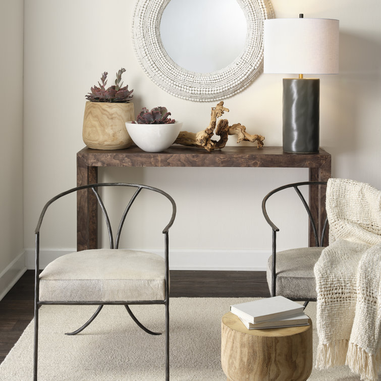 Gray Burl Wood Veneer Console Table, 60 Inch