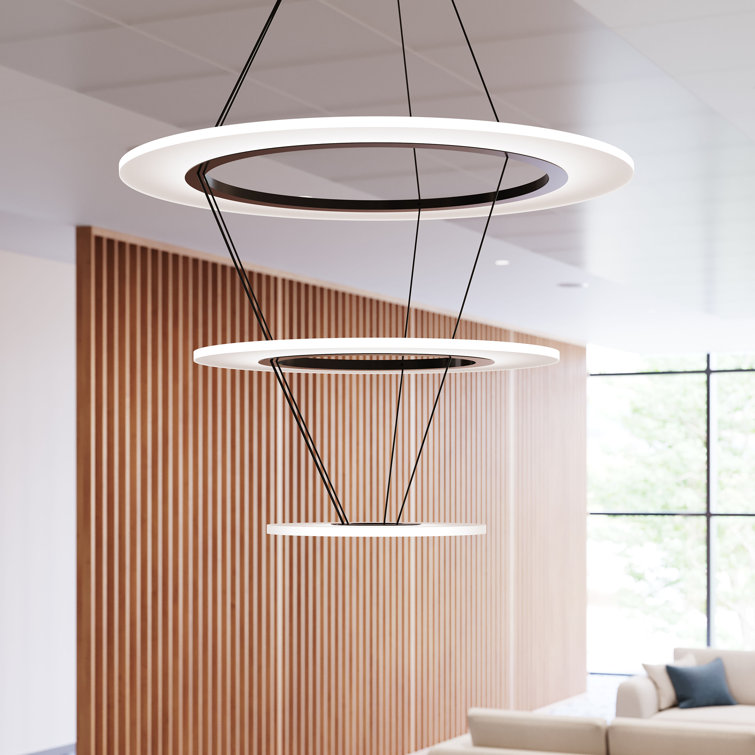 Modern Satin Black Aluminum LED Tiered Chandelier