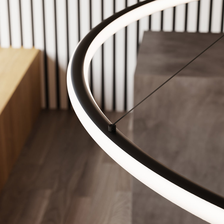 Satin Black 61.5'' LED Glass Ring Pendant Light