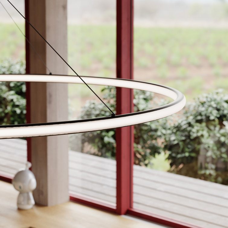 Satin Black 61.5'' LED Glass Ring Pendant Light