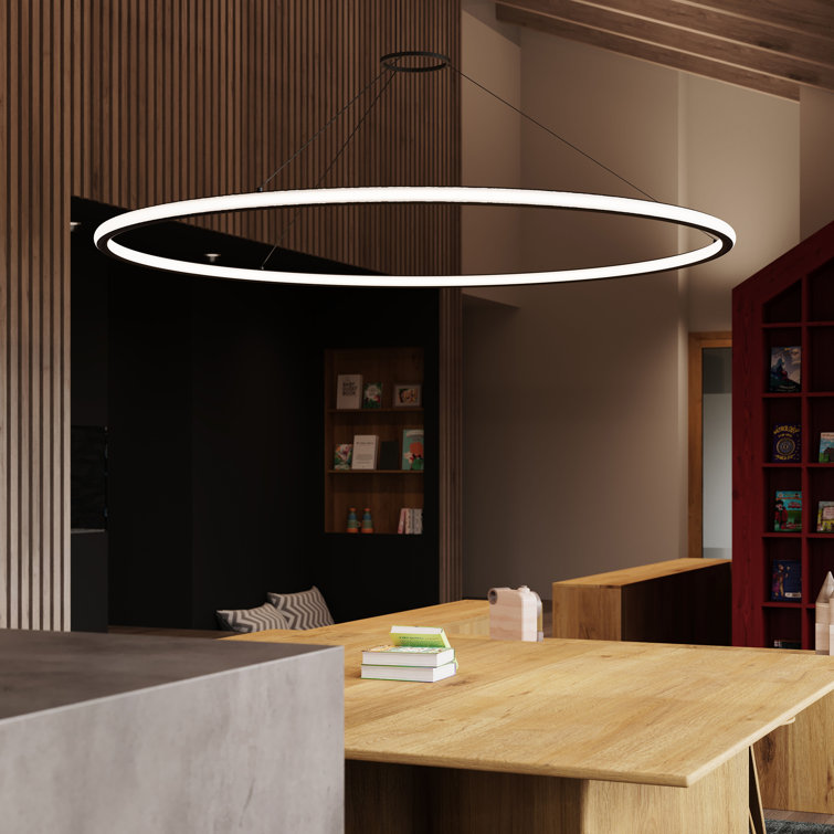 Satin Black 61.5'' LED Glass Ring Pendant Light