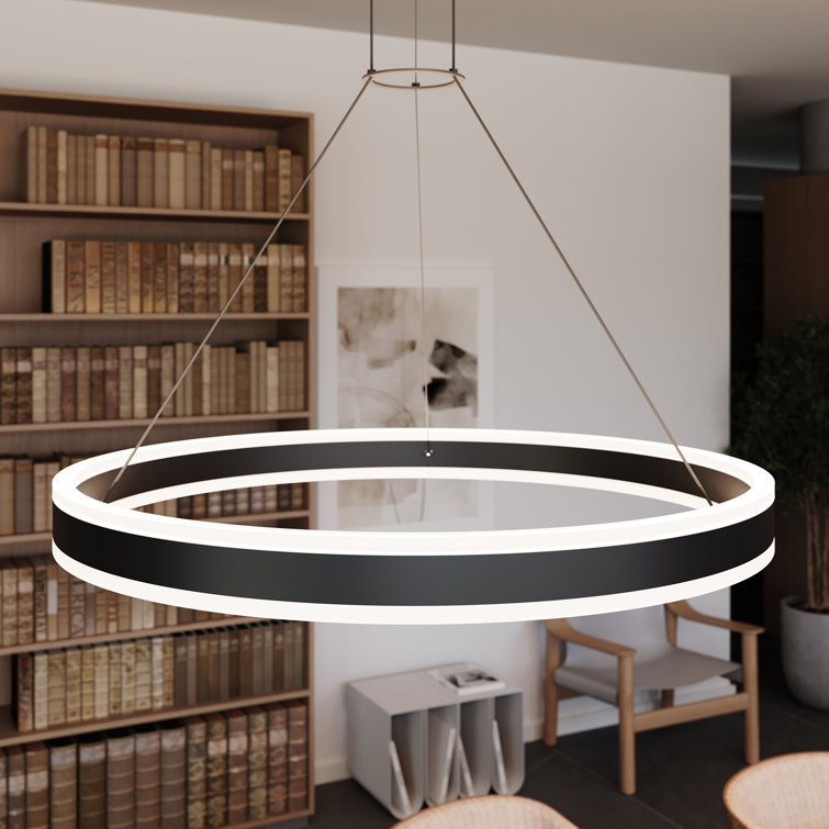 Satin Black Aluminum LED Ring Chandelier