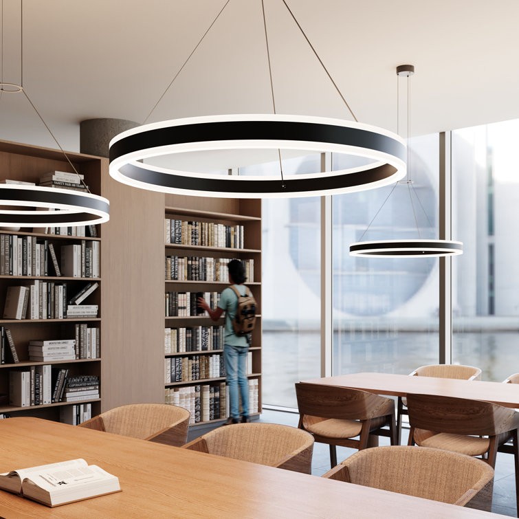 Satin Black Aluminum LED Ring Chandelier