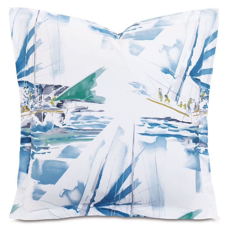 Miramar Nautical Blue and White Cotton Euro Sham