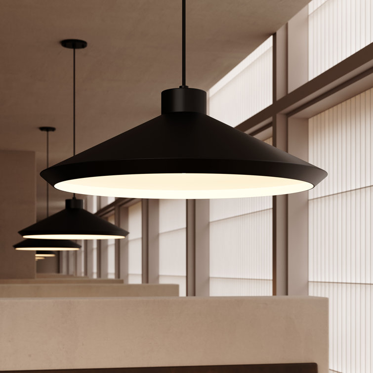 Satin Black Koma Pendant Light with LED and Incandescent Illumination