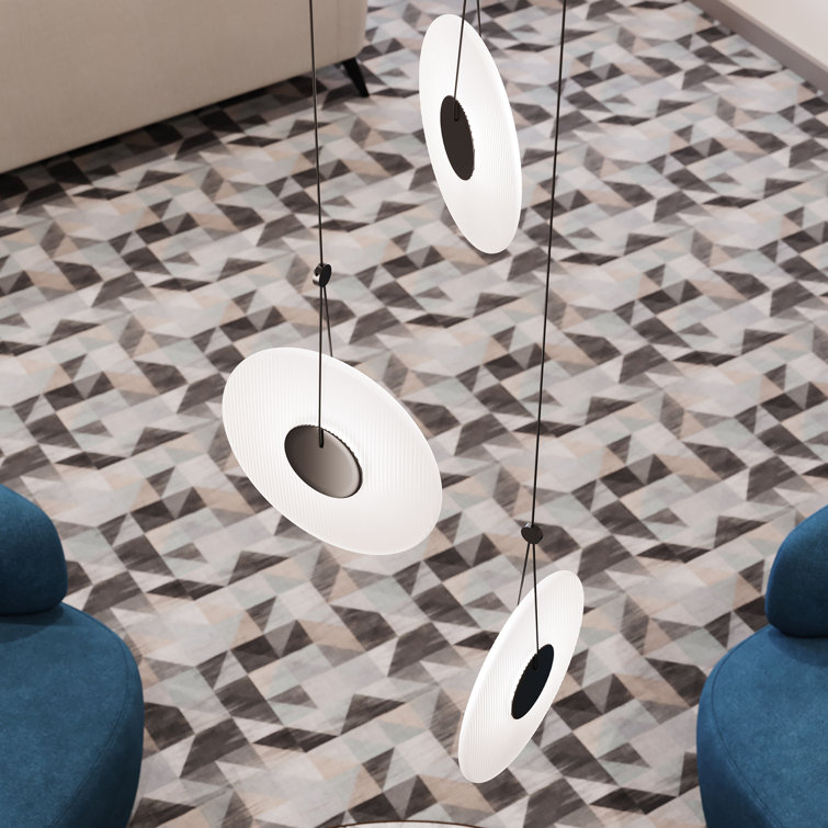Meclisse Satin Black LED Cluster Pendant with Etched Glass